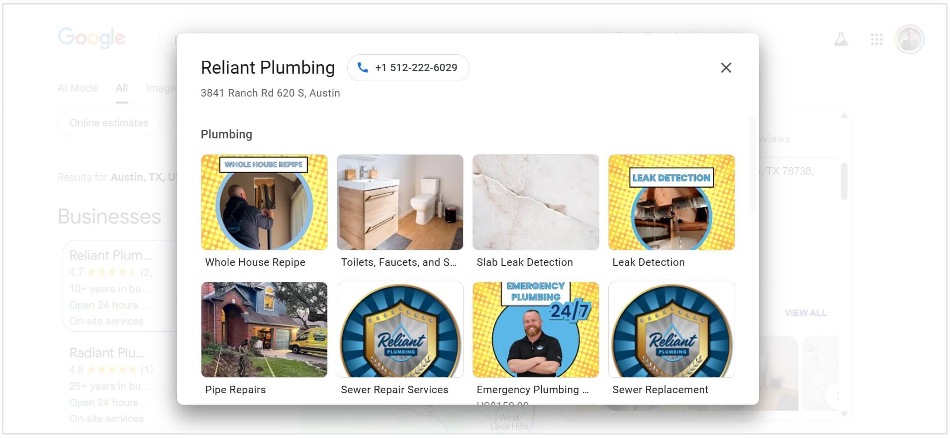 Example of products and services in GBP